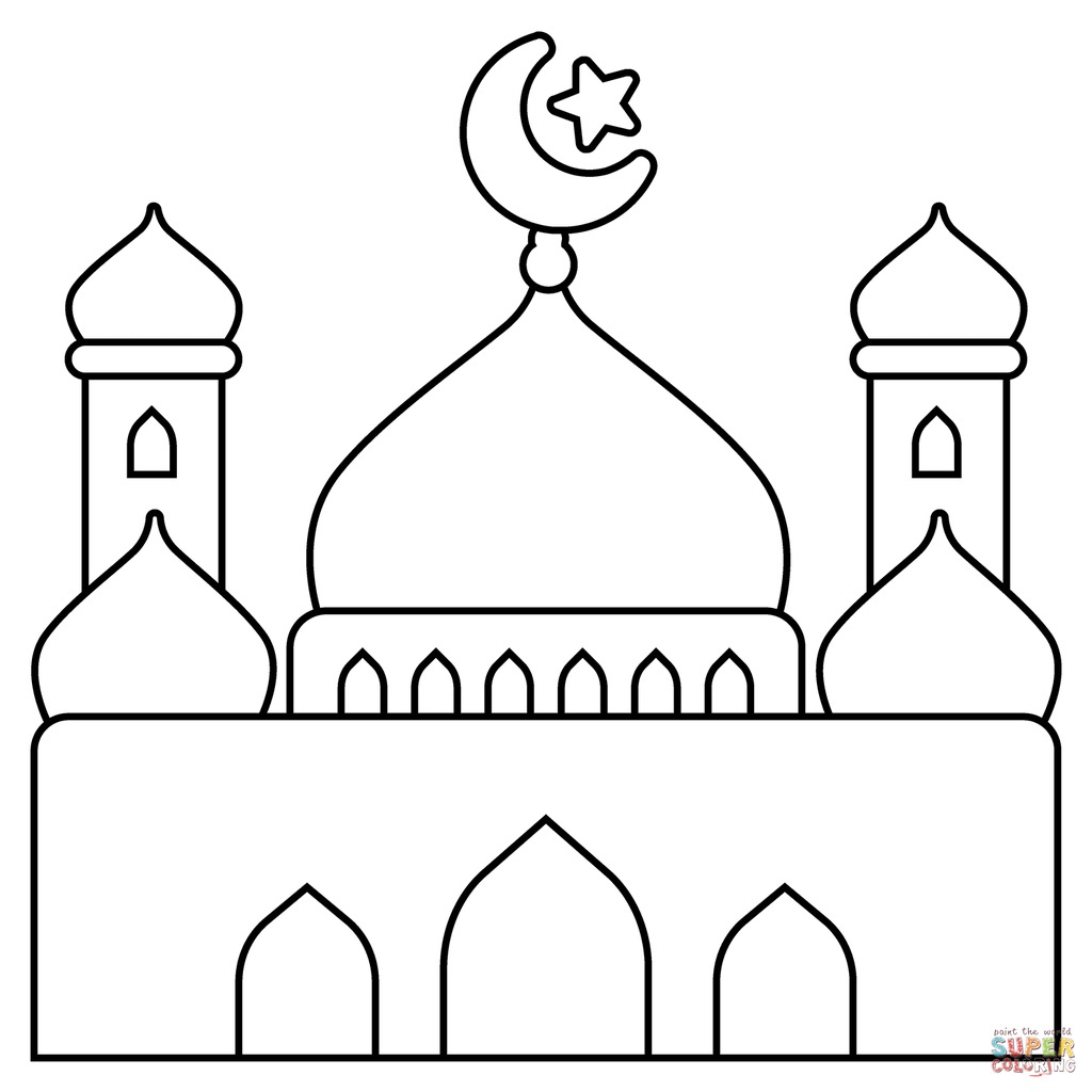 Jual Gambar Mewarnai Islami ~ MASJID/ Seketsa Lukis / Drawing