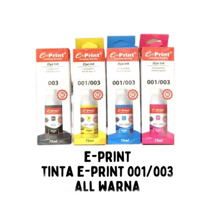 Jual Tinta Epson Ink T001 / T003 75ml Bulk Ink E-Print Dye Ink T-Series ...