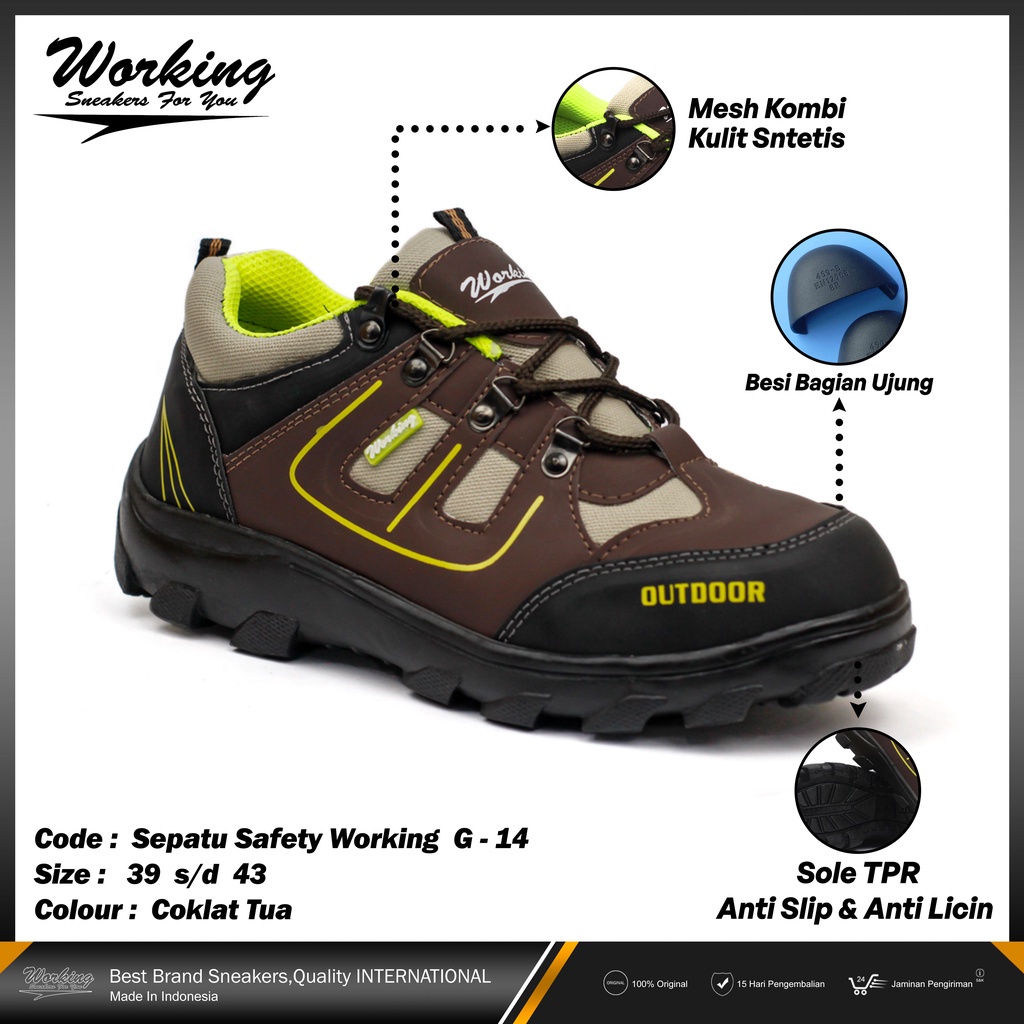 Jual Sepatu Safety Ujung Besi Sepatu Kerja Proyek Anti Paku Original ...