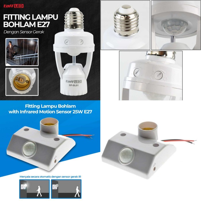 Jual Fiting Lampu Sensor Gerak Cahaya Ulir E27 Adjustable Lux Time ...
