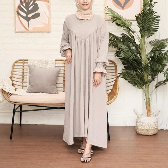 Rumaniya Dress Wanita Crincle Airflow tampilan full body