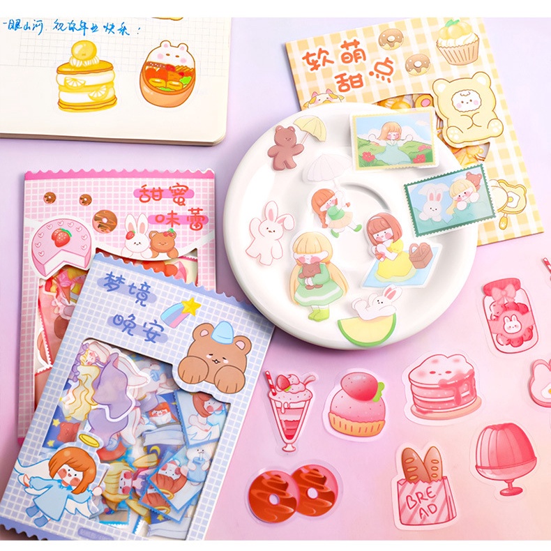 Jual Sq-1 SET ISI 45 PCS STICKER AESTHETIC BERBAGAI MACAM MOTIF LUCU ...