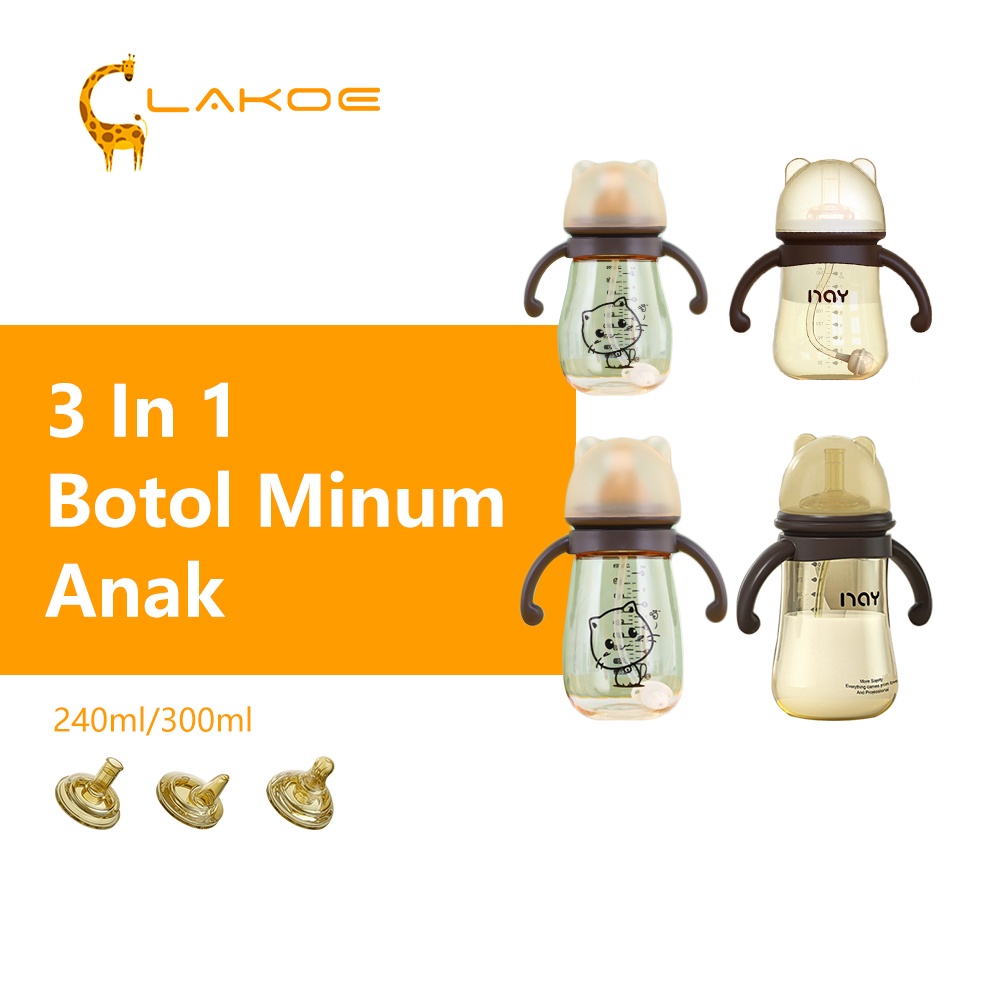 Jual LAKOEOFFICIALMALL 3IN1 Botol Susu Bayi Botol Minum Anak Bayi Anti
