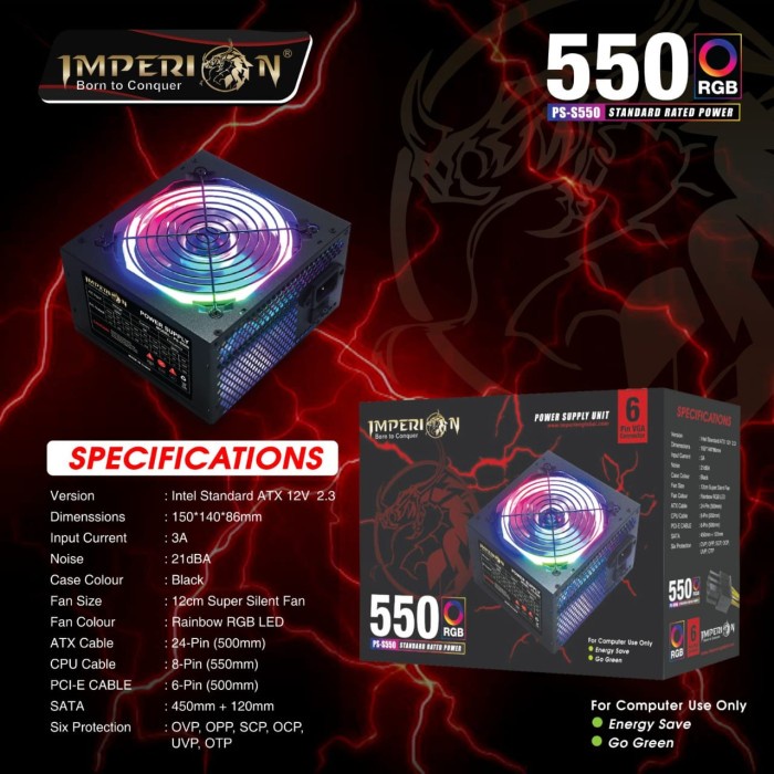 Jual Power Supply Psu Gaming Imperion P W Led Vga Pin Rgb