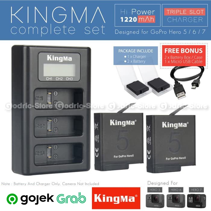 Jual Kingma Paket Complete Baterai Charger Set Battery For Action Cam