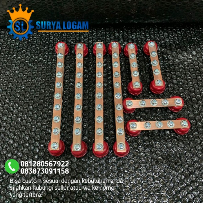 Jual busbar tembaga 3mm nol grounding 10 baut M6 Murni Shopee Indonesia