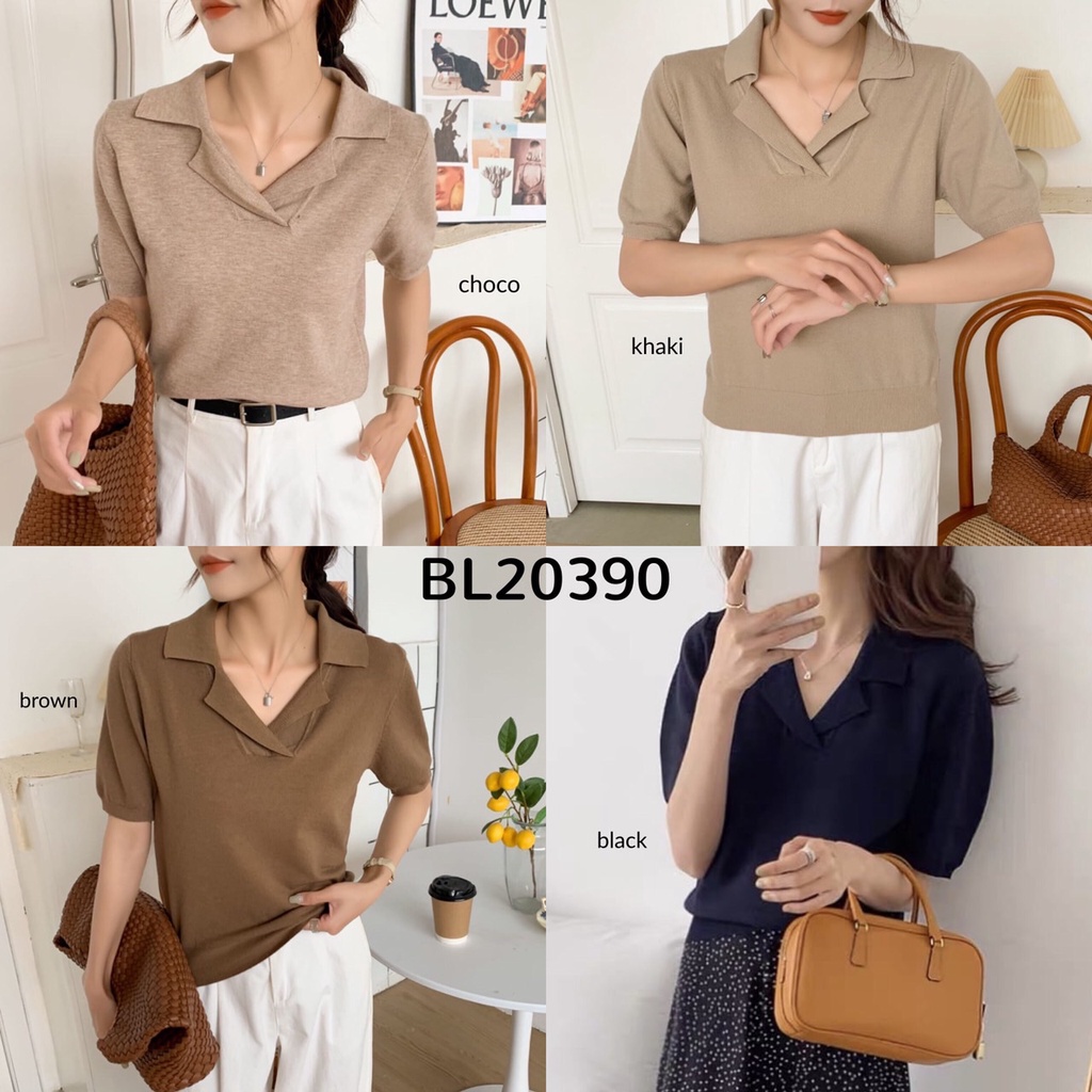 Jual BL20390 Everyday Polo Collar Knit Top Shopee Indonesia