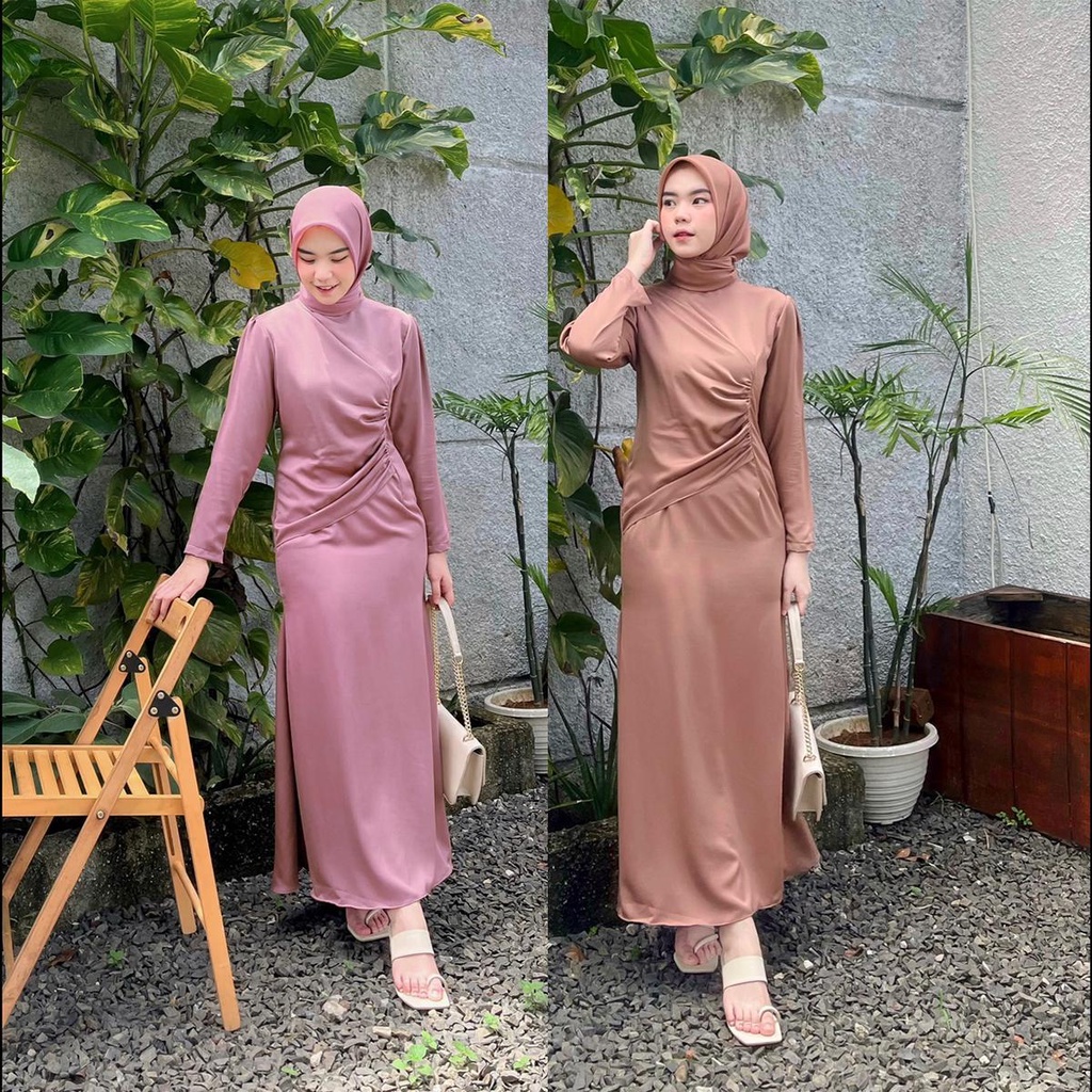 Jual Ivana Dress gamis Satin Velvet Muslim Panjang Mewah yang Elegan ...