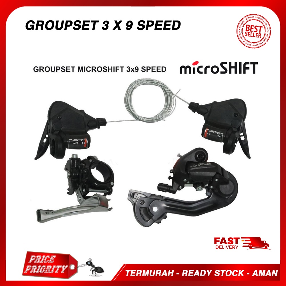 Jual MICROSHIFT Groupset 3 X 9 SPEED shifter RD FD Sepeda Lipat Seli ...