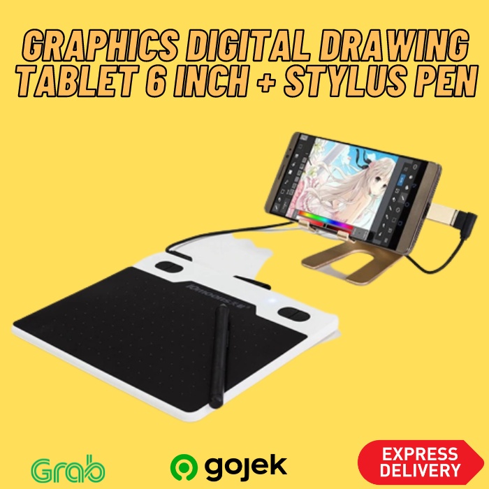 Jual Graphics Digital Drawing Tablet 6 Inch Bisa Connect HP USB Micro ...
