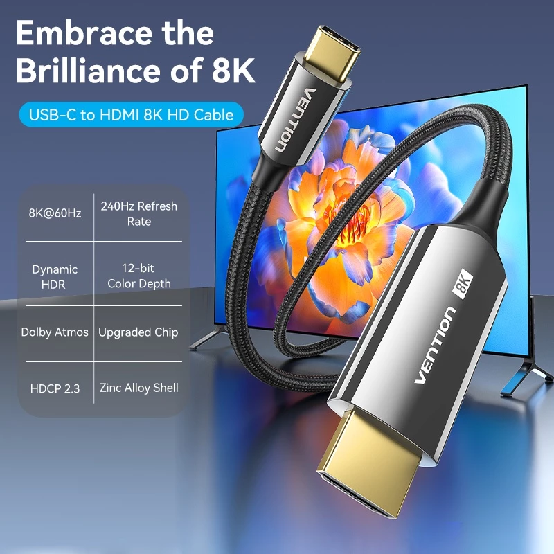 Vention Kabel USB Type C to HDMI Netflix 8K 4K HDCP 2.3 Certified Thunderbolt