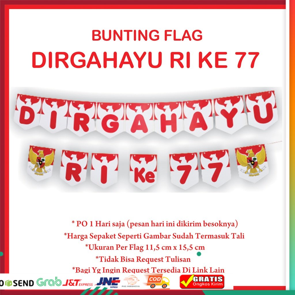 Jual Bunting Flag Dekorasi Hut Ri Dirgahayu Indonesia Banner Balon Hiasan Perlengkapan Dekor 17 4470