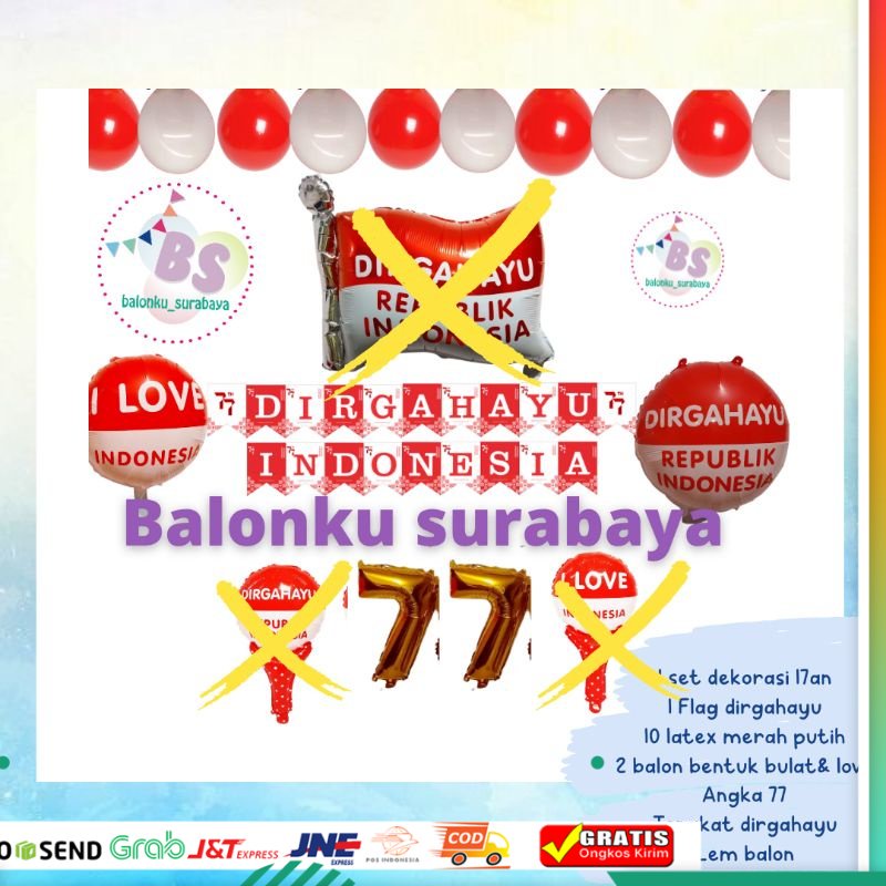 Jual Paket Dekorasi Balon Dirgahayu Ri Hut Ri Balon Agustus