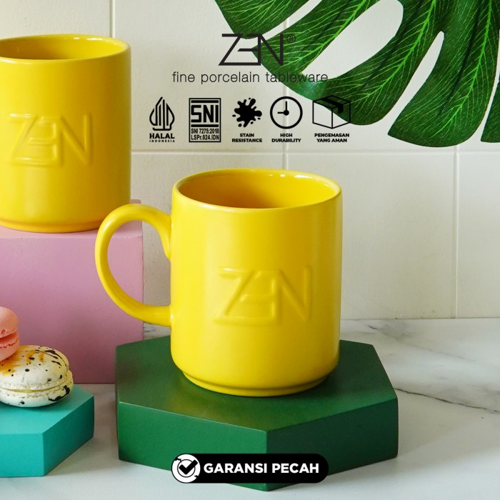 Jual ZEN Mug Gelas Keramik Kuning Macaron Matte Yellow 330 ml | Shopee ...