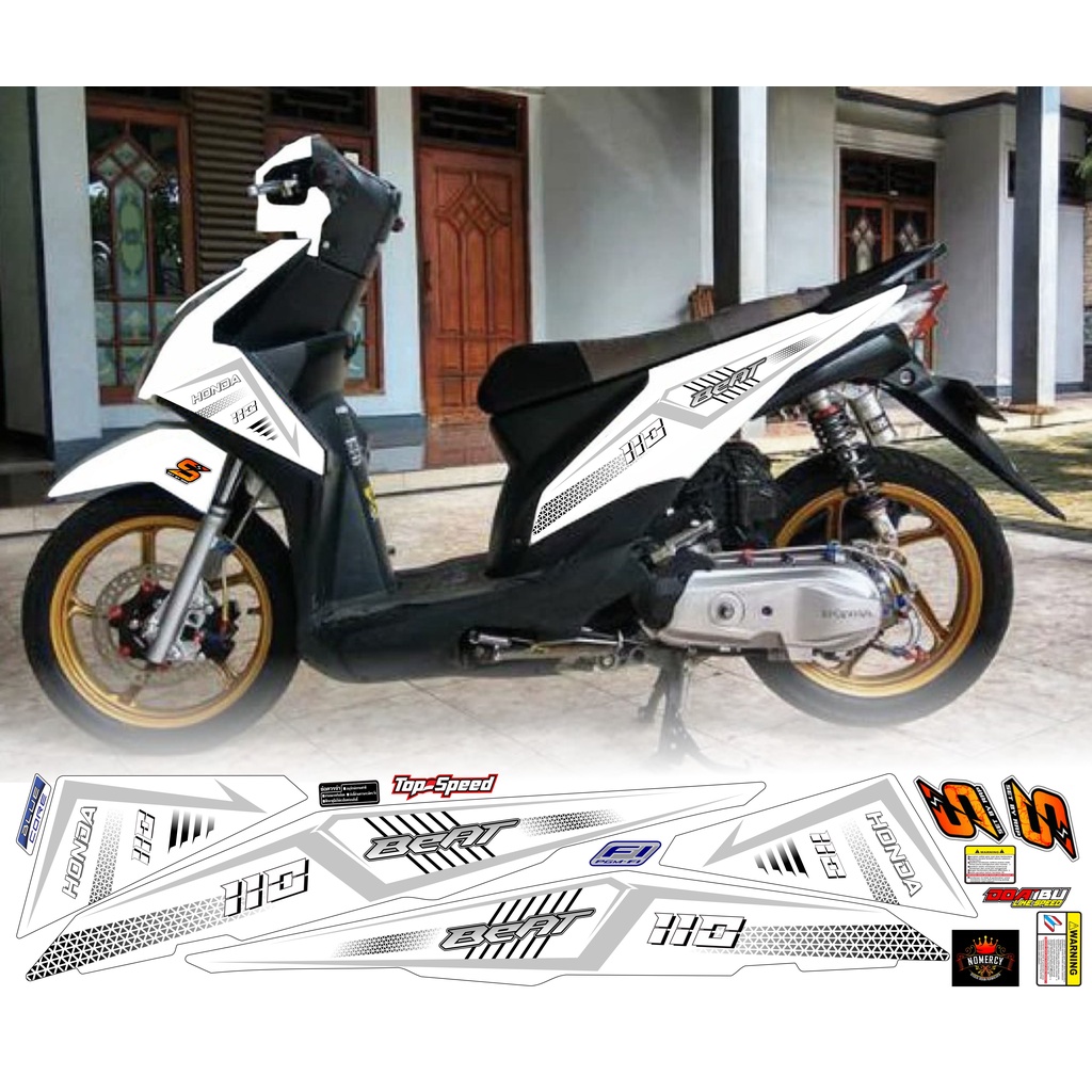 Jual Sticker Striping Honda Beat Fi Putih Lis Varian Terbaru Untuk Beat