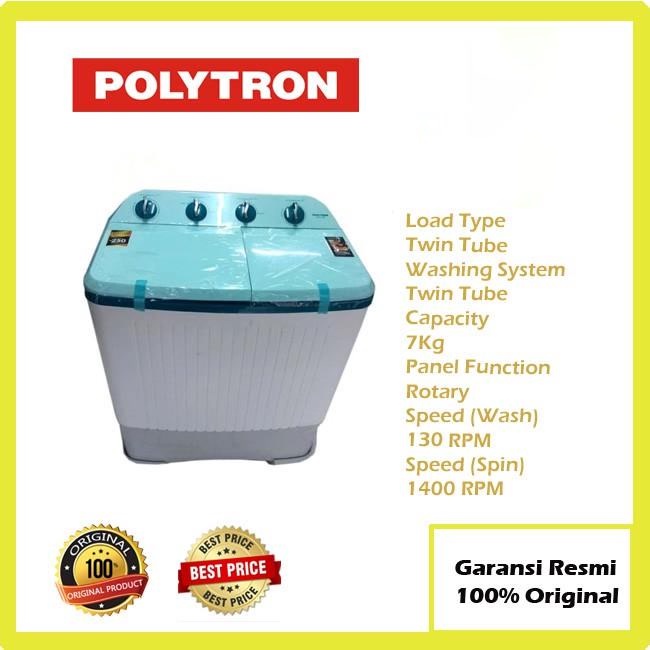 Jual MESIN CUCI 2 TABUNG POLYTRON PWM 7363 7KG GARANSI 3 TAHUN TOP ...