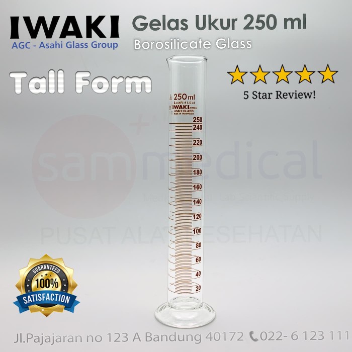 Jual Iwaki Gelas Ukur Measuring Cylinder Gelas Takar 250 Ml Shopee Indonesia 9821