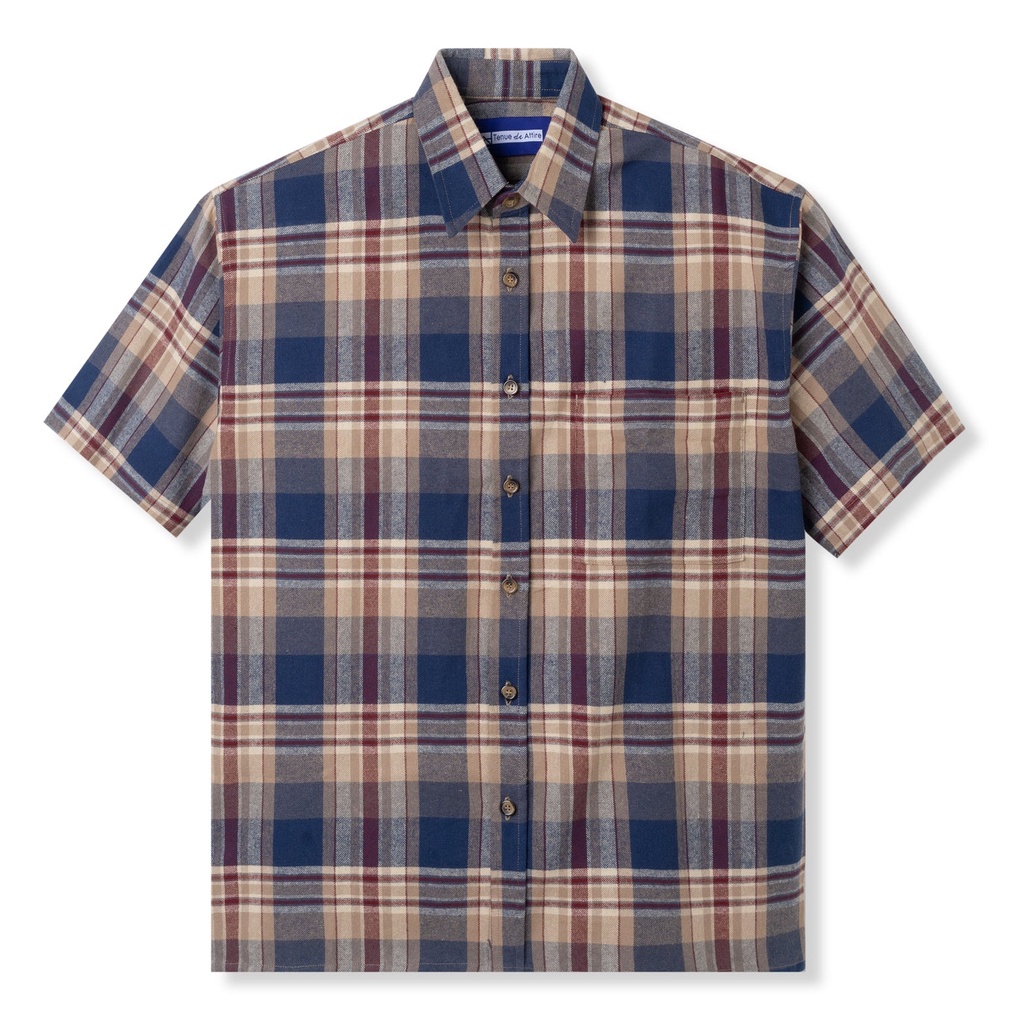 Jual Flannel - Flannel Short Sleeve Shirt - Brown Red | Shopee Indonesia