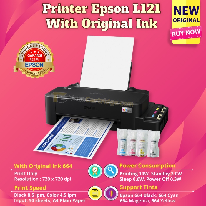 Jual Printer Epson L121 Original Pengganti L120 Ink Tank A4 Inktank L 121 Print Foto Photo 5316