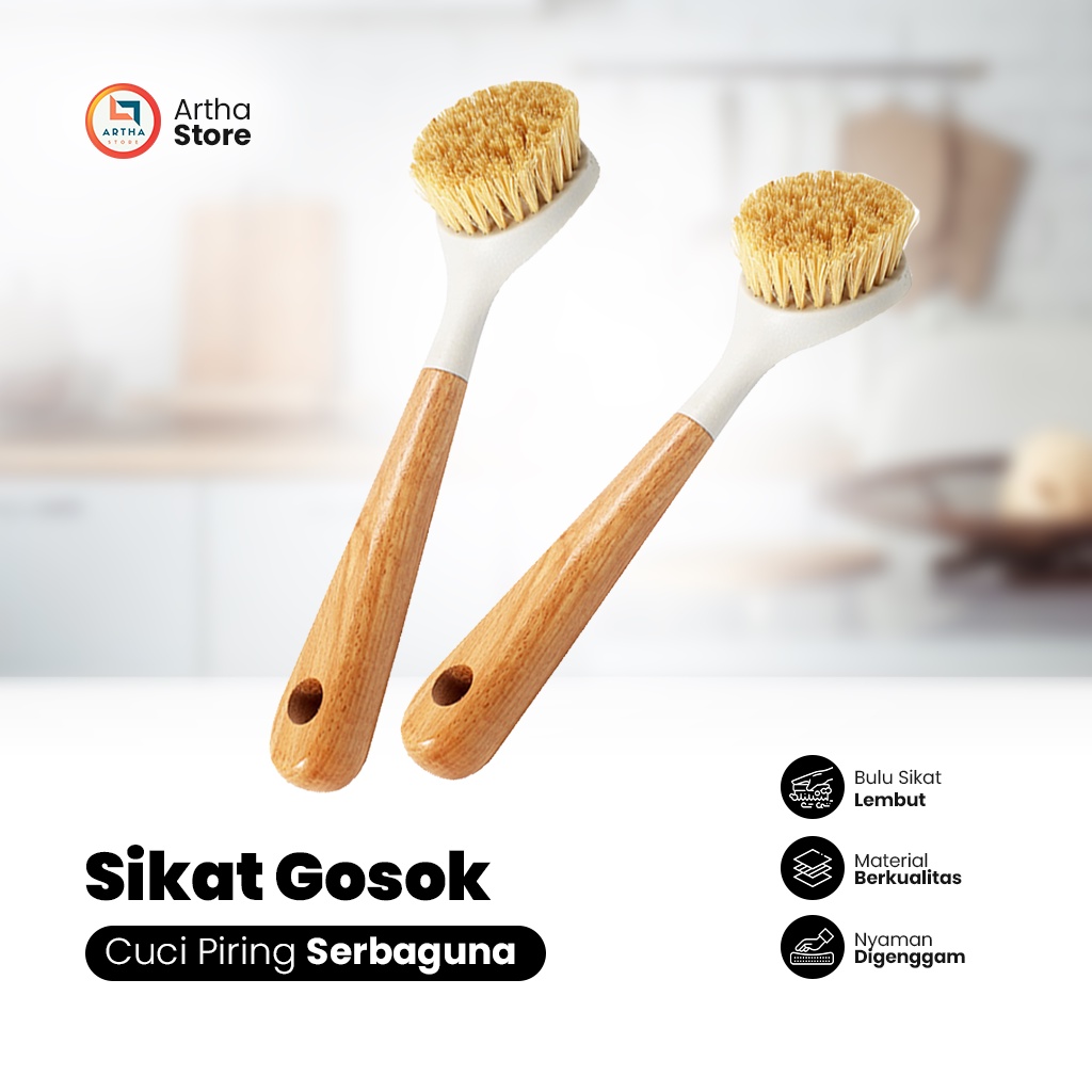 Jual Sikat Dapur Kayu Japandi Dishwashing Wood Brush Sikat Dapur Cuci