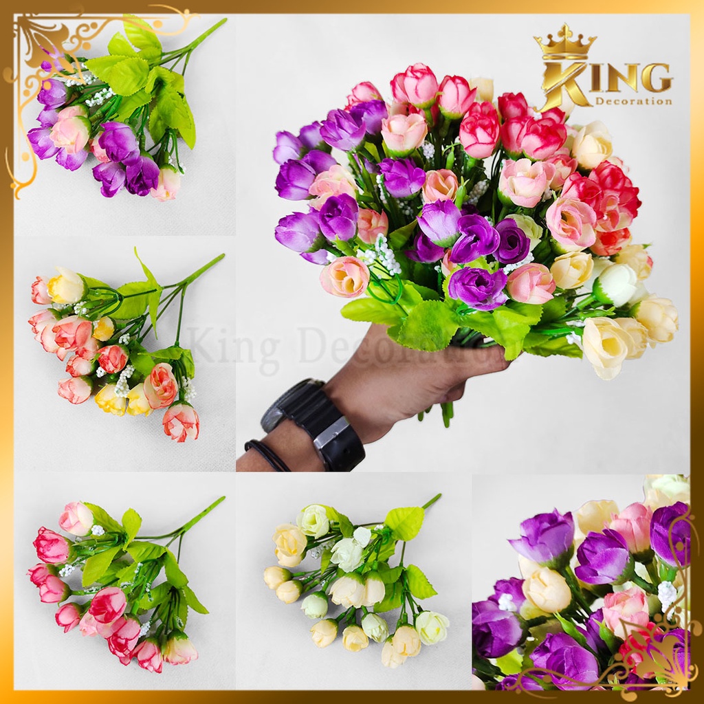 Jual Bunga Ranumculus Mini Cabang 5 Artificial Hiasan Dekorasi Meja ...