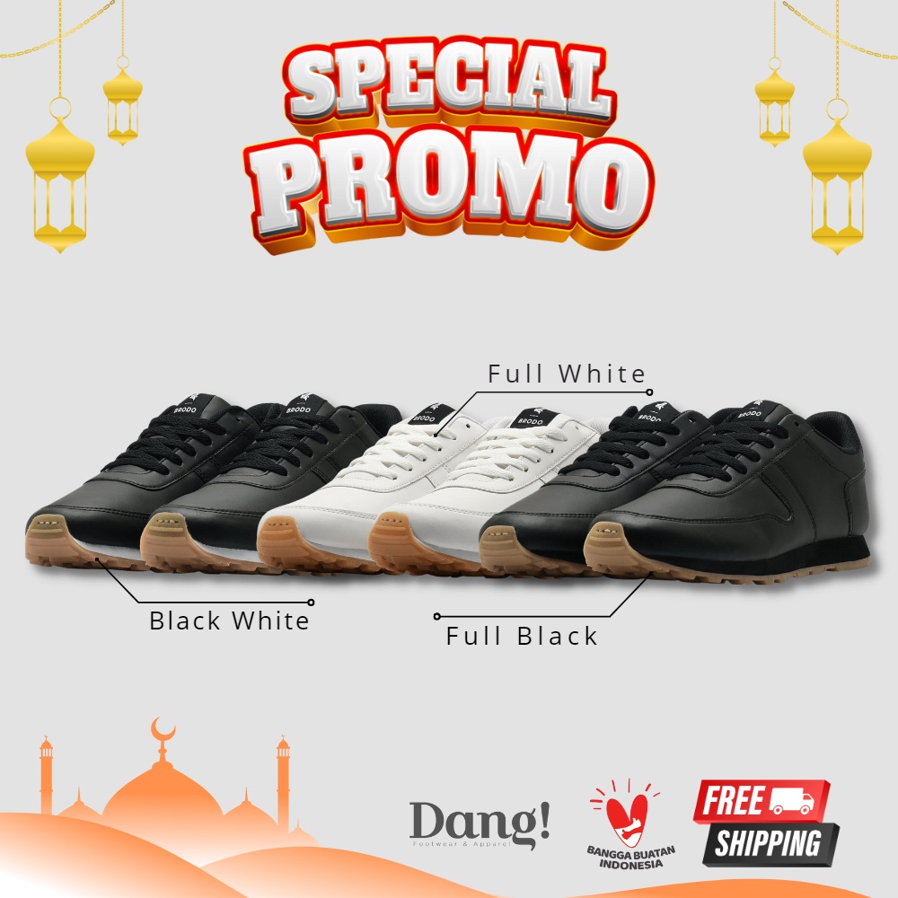 Sepatu Brodo Base Lite Series Sneakers Black Gum Black White Gum Full White Gum