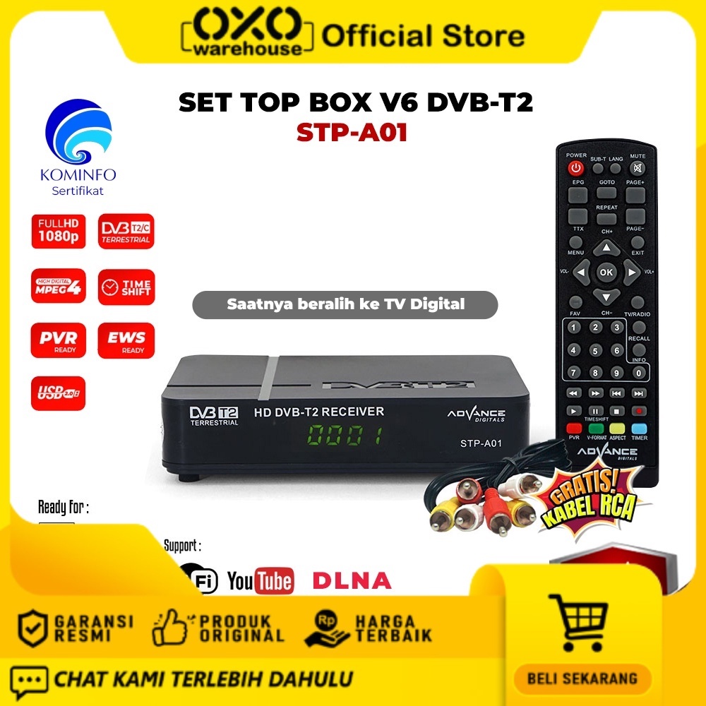 Jual [COD] Advance STB Set Top Box TV Digital Receiver Penerima Siaran ...