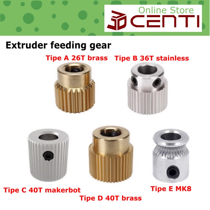 Jual Extrusion Feeding Gear Wheel Drive Extruder MK8 26t 36t 40t