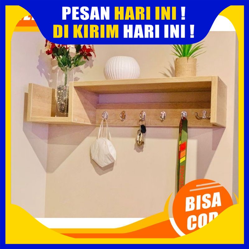 Jual H29 - Ambalan Dinding tanpa bor rak kayu minimalis serbaguna bisa ...