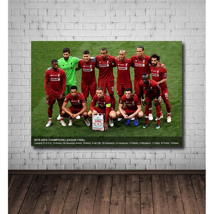 Jual LIVERPOOL Poster frame bola A3 (31x46cm) walldecor STARTING XI ...