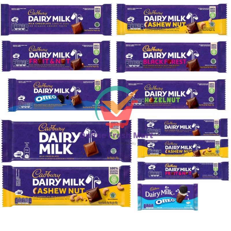 Jual Cadbury Dairy Milk Aneka coklat Oreo milk cashew nut fruit