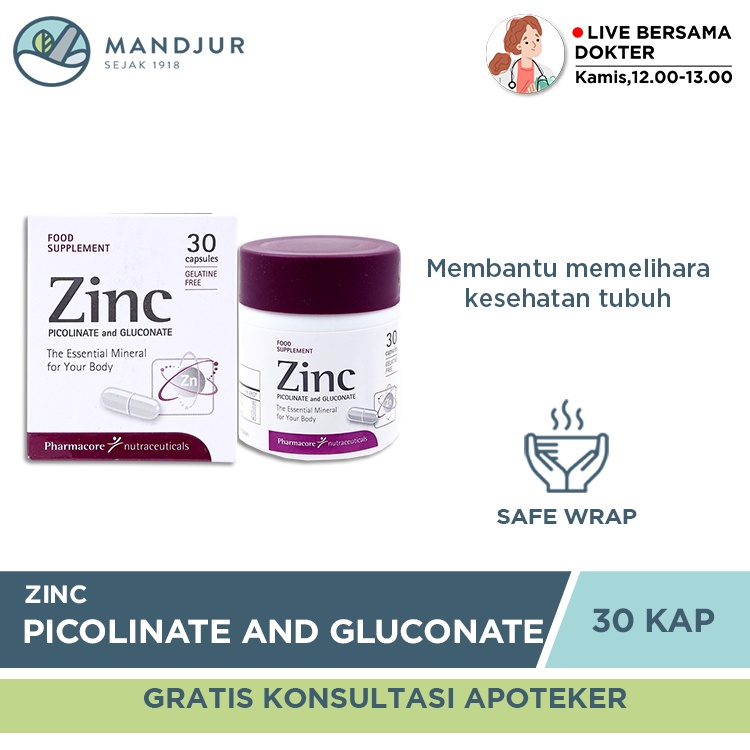 Jual Zinc Picolinate and Gluconate 30 Kapsul Suplemen Kesehatan