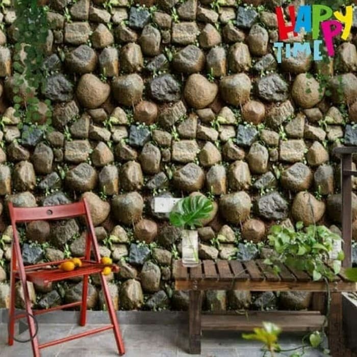 Jual TJ76 Wallpaper Dinding Sticker Motif Batu Kali Minimalis 10m x ...