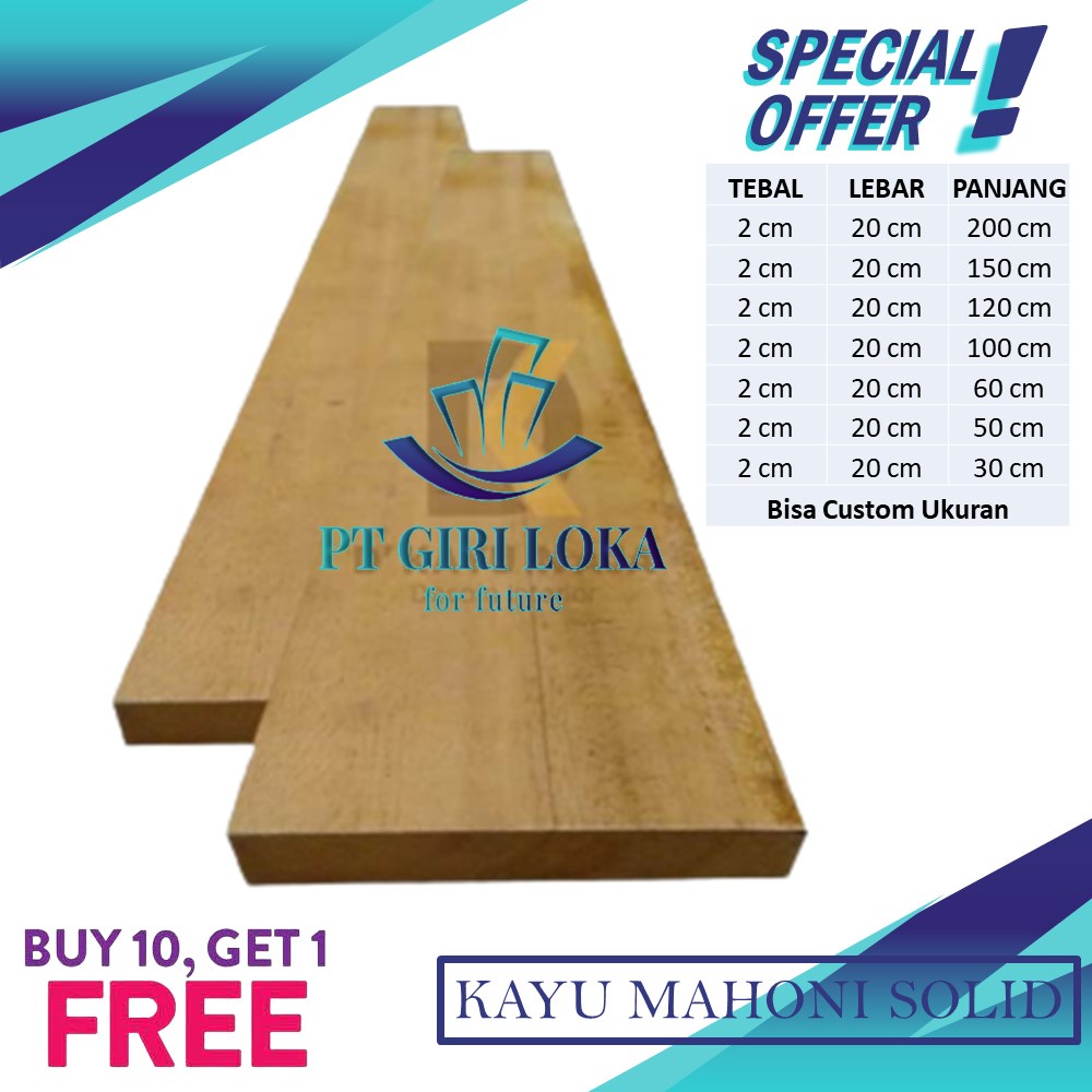 Jual Papan Kayu Dinding Ambalan Murah Mahoni Mahogany Tebal 2cm Lebar 20cm Panjang 2 Meter 