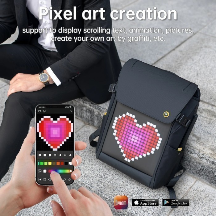 Jual DIVOOM BACKPACK M Customizable Pixel Art LED Display Backpack ...