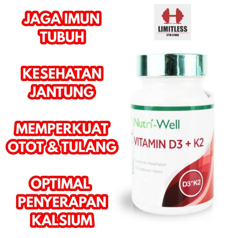 Jual NUTRIWELL VITAMIN D3 + K2 60 KAPSUL CAPS BPOM SUPLEMEN DAYA TAHAN ...