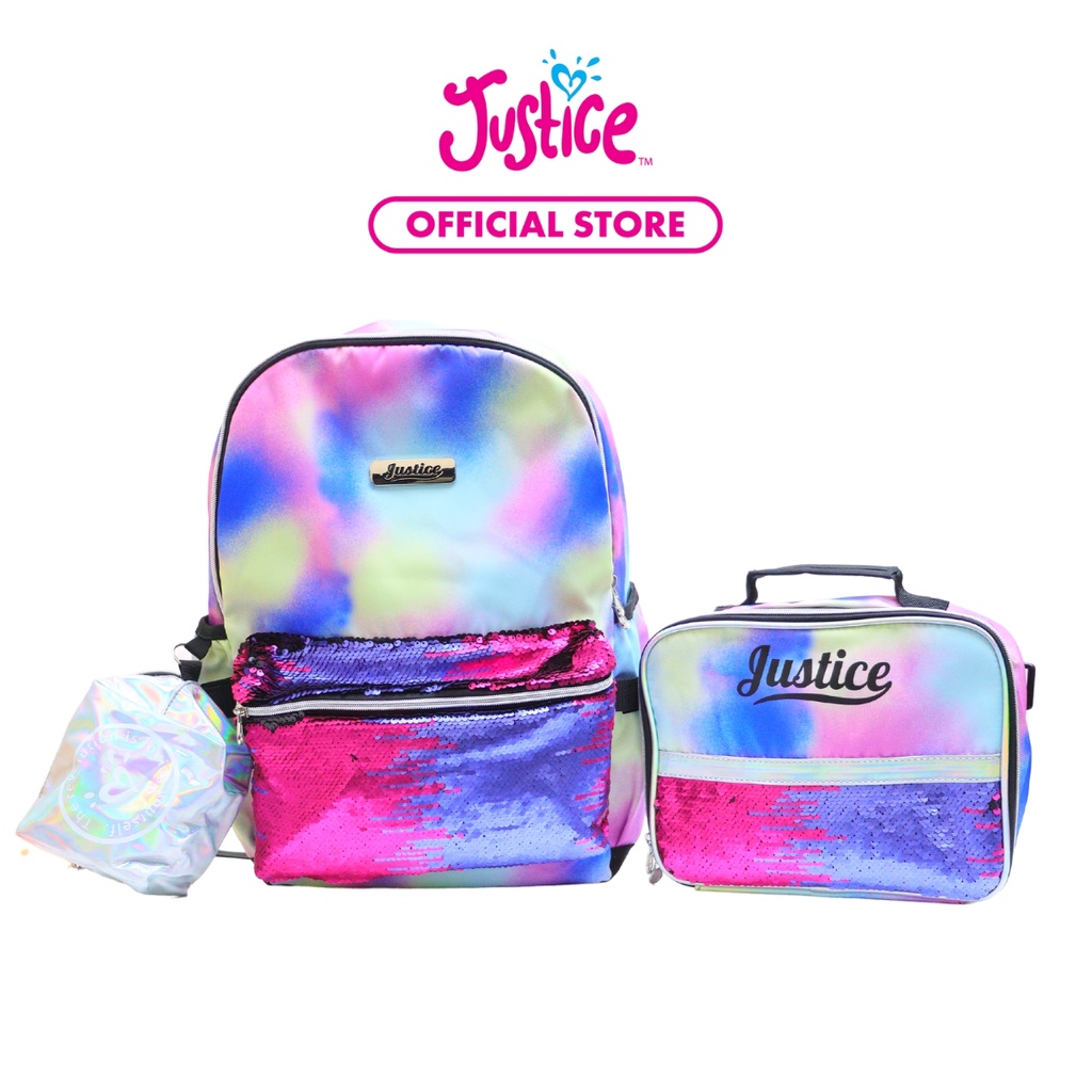 Jual Justice Backpack Flip Sequin with Lunch Tote Tas Ransel Anak
