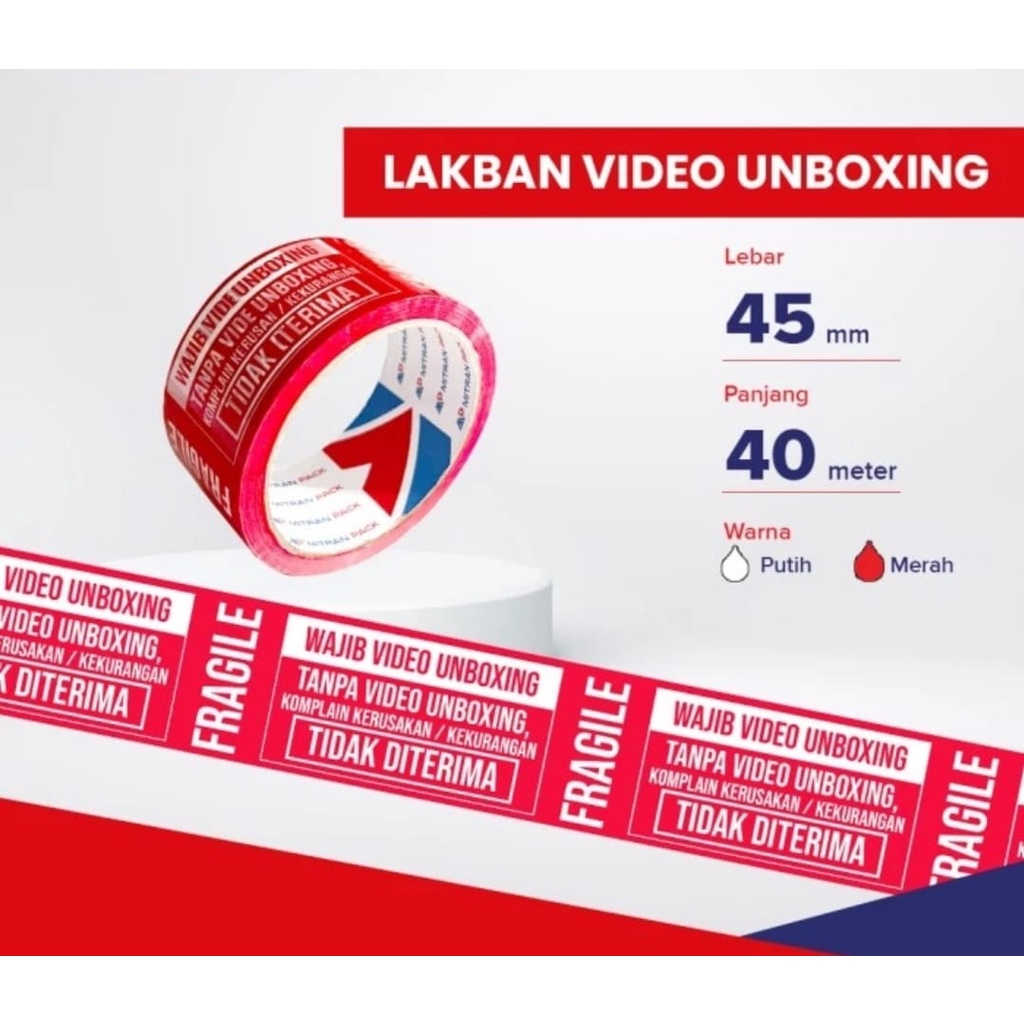 Jual LAKBAN UNBOXING FRAGILE 40 Meter x 45mm MITRAN PACK MERAH 40METER ...