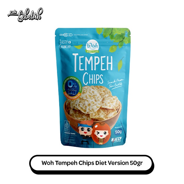 Jual Woh Tempeh Chips Healthy Unsalted 50gr Keripik Tempe Sehat Non