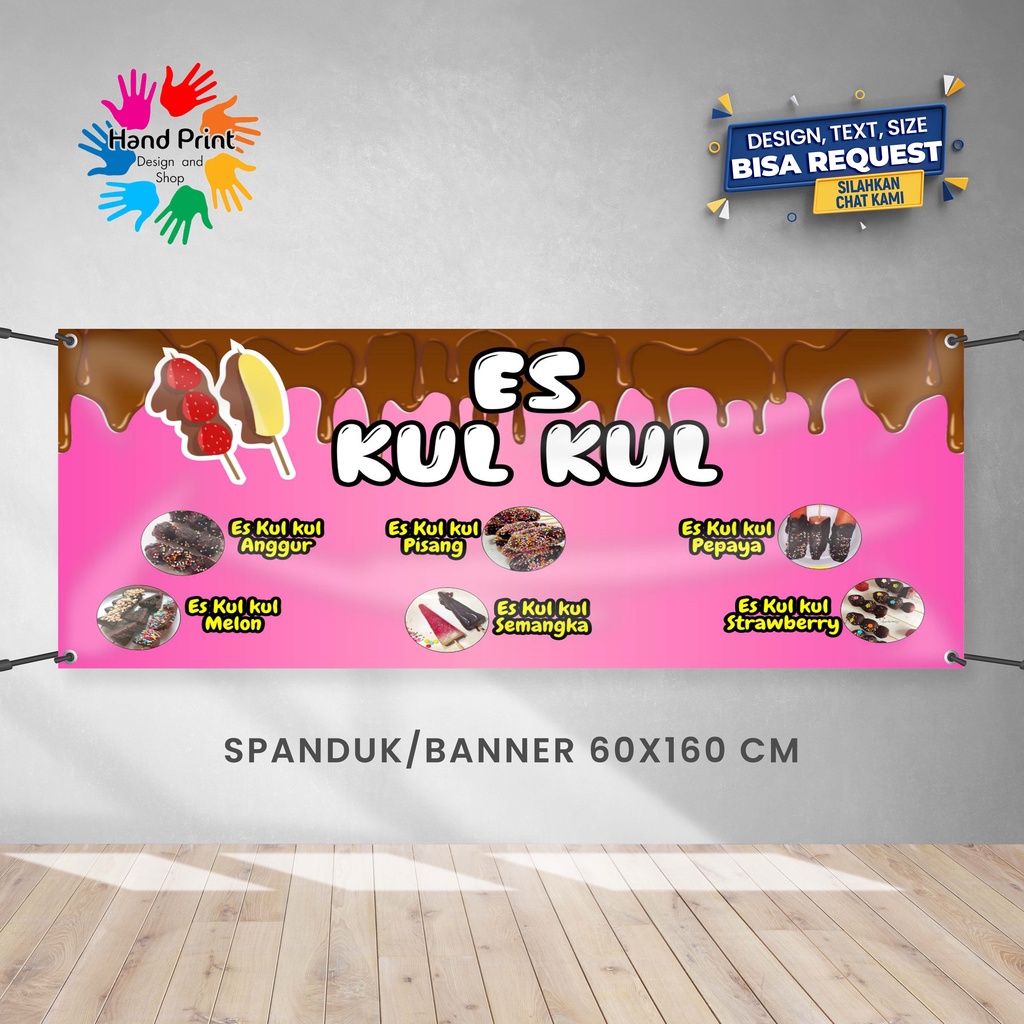 Jual Spanduk Banner Es Kul Kul Buah Warna Pink Coklat Minuman Segar