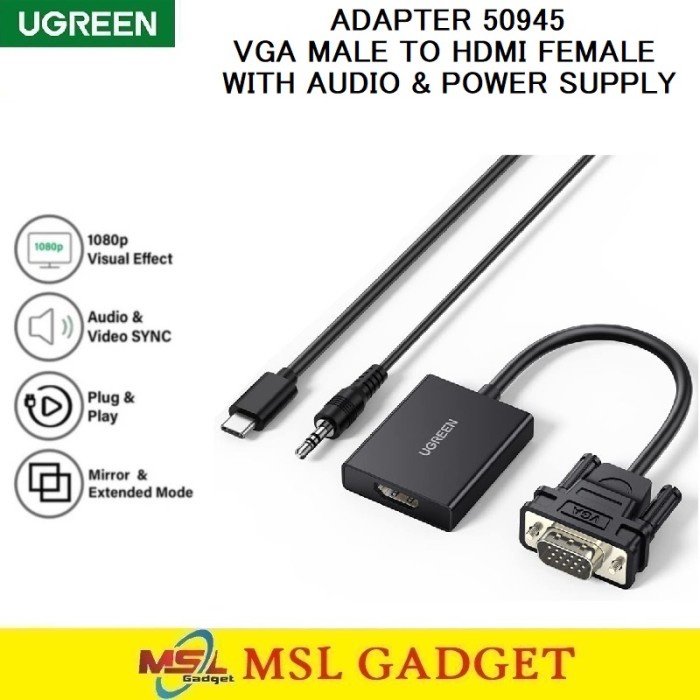 50945 - Ugreen Adaptateur VGA Male to HDMI Female (50945) 