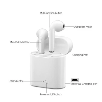 AL TWS Handsfree Headset Earphone Bluetooth I7s Double Pairing PREMIUM QUALITY