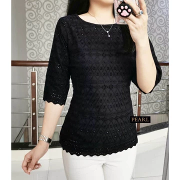Wc(K. O Tl0 Blus Wanita Katun Bolong Cantik Motif Baru