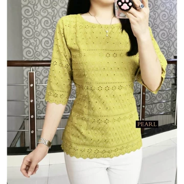 Wc(K. O Tl0 Blus Wanita Katun Bolong Cantik Motif Baru
