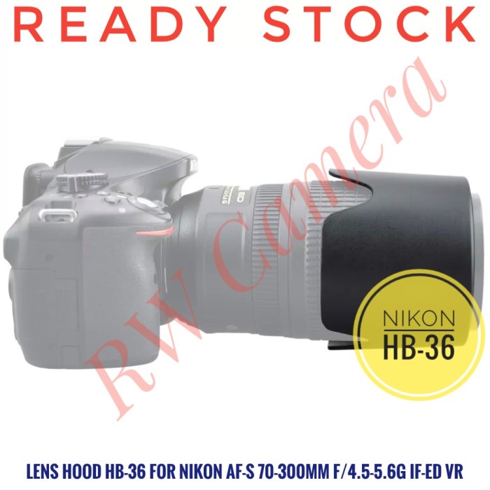 Protastic HB-36 HB36 zonnekap voor Nikon AF-S VR Zoom-Nikkor 70-300 mm f/4,5-5,6 G IF-ED lens, 2 stuks