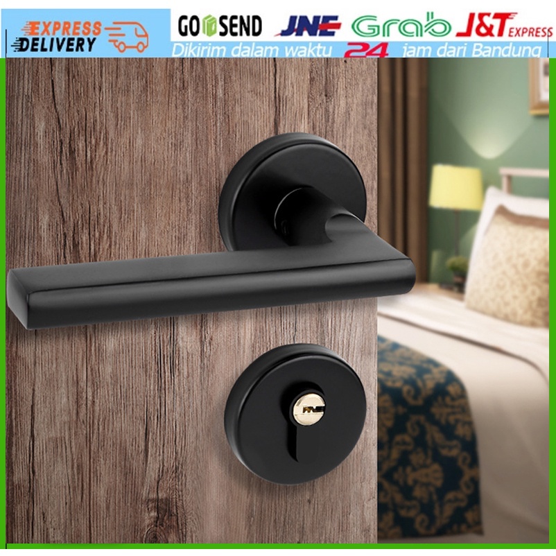 Jual Egot Gagang Pintu Gaya Eropa Hitam Full Set Kunci Pintu Premium Door Lock Shopee Indonesia