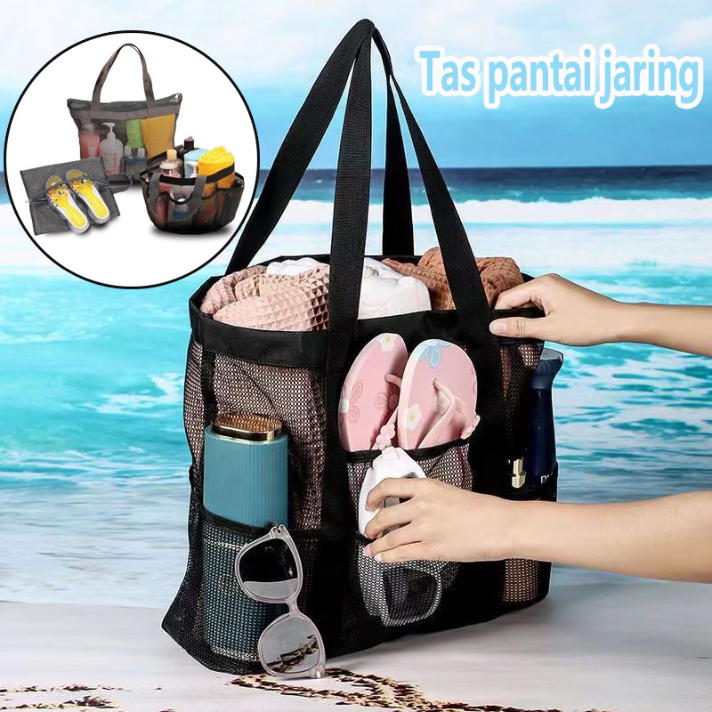 Jual Tas Pantai Jaring Portabel Tas Renang Mandi Tas Tangan Lipat Organizer Kosmetik Travel Tas