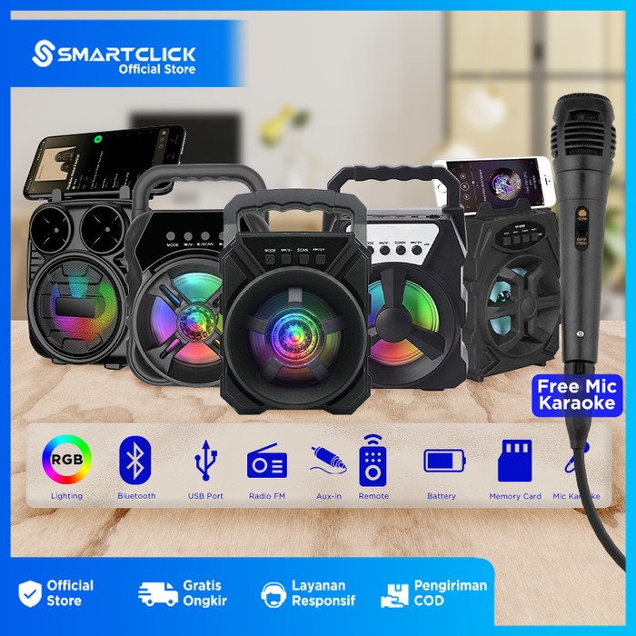 Jual Speaker Bluetooth Karaoke Portable Mini 3.5 Inches Free Mic ...