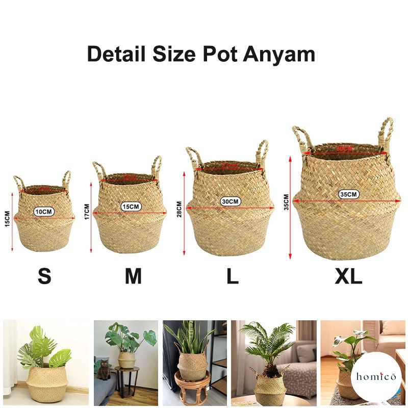 Jual HOMICO Pot Anyam Cover Pot Anyaman Tradisional Keranjang Bunga ...