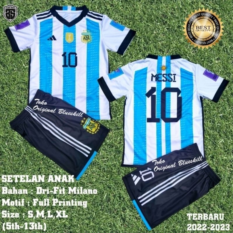 Jual Dunia Fashion ID Setelan Baju Bola Anak argentina jersey
